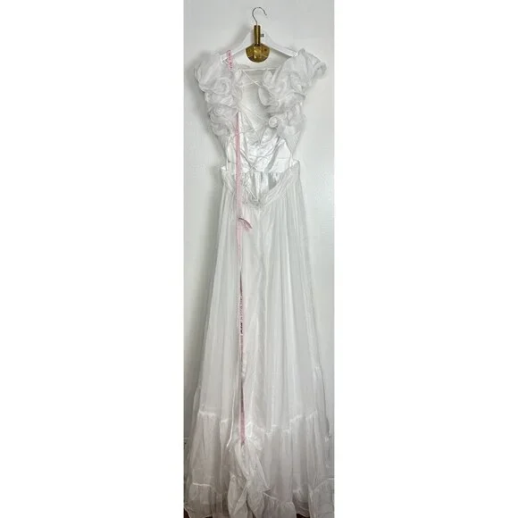 MAC DUGGAL Rosette Chiffon Cutout Empire Waist Gown in White Size US 8 - Picture 8 of 12